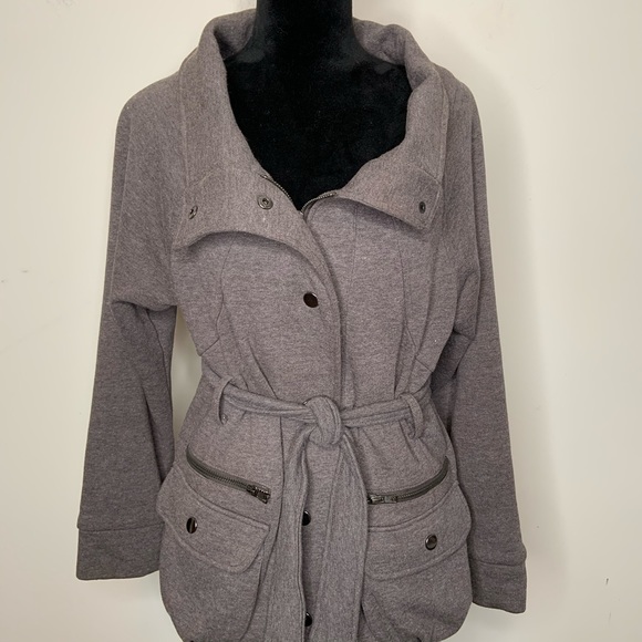 Tres Bien Grey Women’s Jacket Waist Tie Size L - Picture 4 of 10